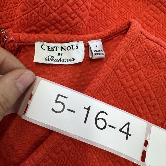 C'est Nous by Shoshanna Dress Womens Small Red Textured Fit Flare Sleeveless - Picture 3 of 7